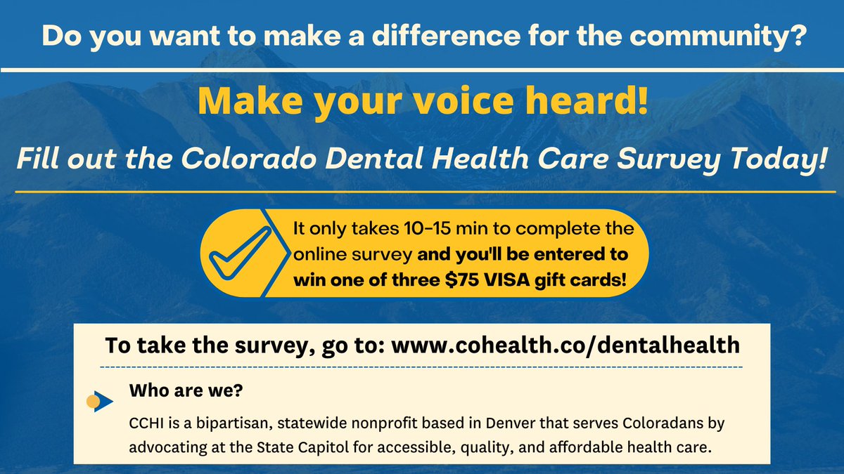 Make your voice heard! @cohealthaccess needs your help to make sure everyone in CO can get dental care. CLICK HERE: 
cohealth.co/oralhealth 

Eng: cohealthinitiative.org/colorado-denta…

#CLLARO #CLLAROqueSi #OralHealth #DentalHygiene #Teeth #HealthyTeeth #Smile #Dentistry #Dentist  #OralCare
