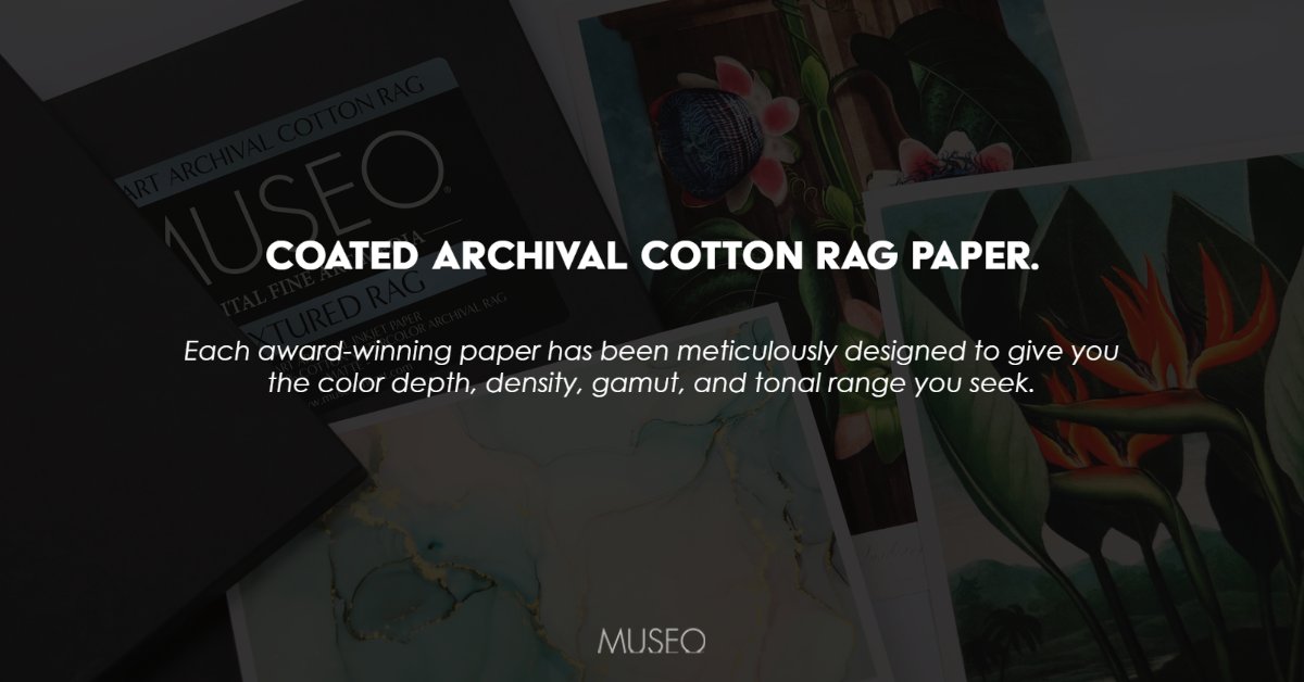 MuseoFineArt's tweet photo. Fine art paper crafted to the highest of standards for long-term life and galley use. Most of Museo’s cotton rag papers are considered Archival grade, and can be found with the link below. 

https://t.co/dvfrs9yLpa 📱
-
#FineArt #FineArtMedia #CottonRag #PaperIndustry https://t.co/HATb9OIseX