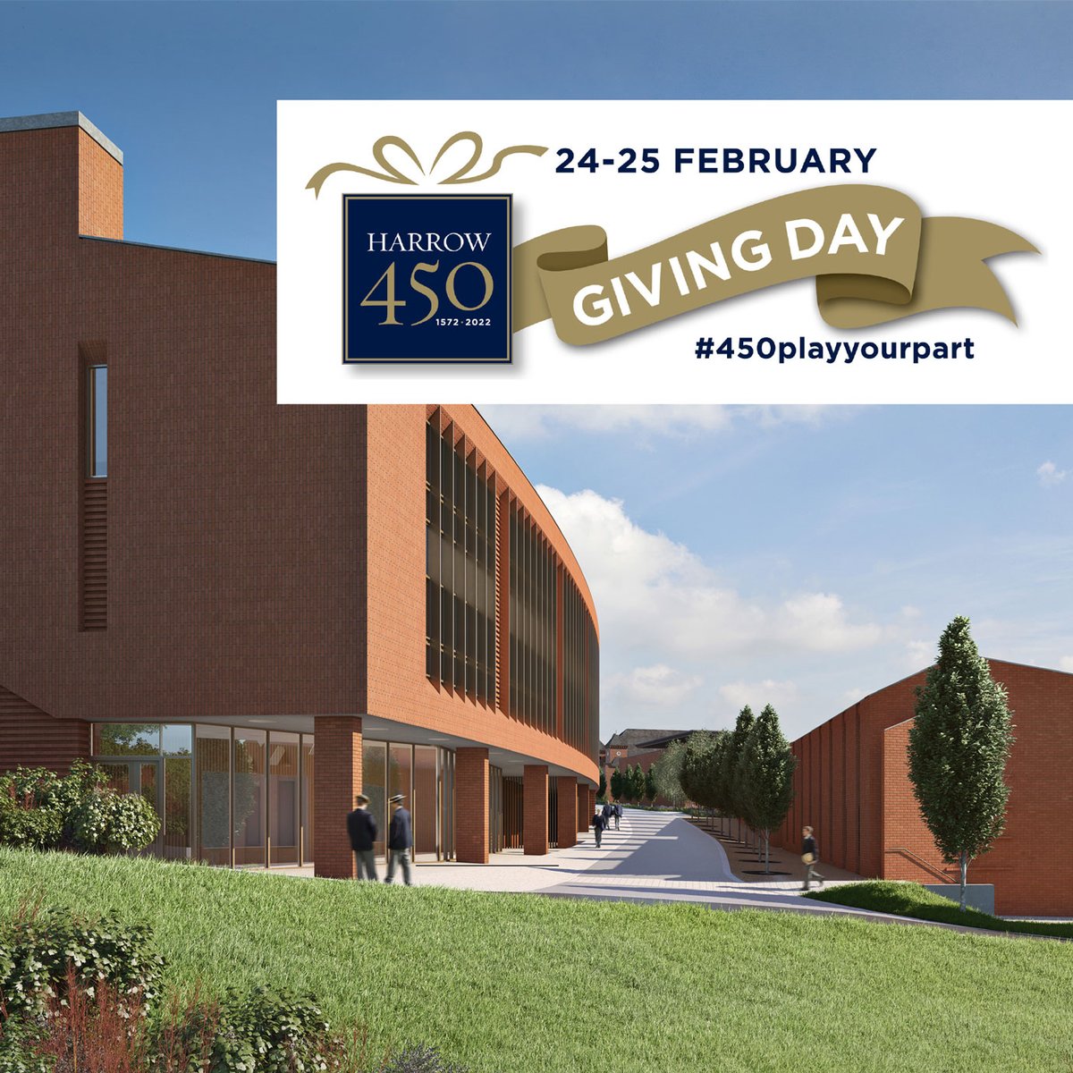 OldHarrovians's tweet photo. On 24 &amp; 25 February the Harrow Development Trust &amp; School are holding their first ever Giving Day, we encourage you to follow the days’ progress on Instagram @harrow450 or via the Giving Day website this Thursday and Friday. 
 
#450playyourpart #harrow450 https://t.co/Ed1ry2vgC8