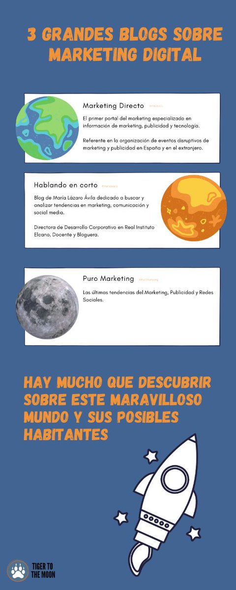 Como expresó el empresario Seth Godin: “El marketing actual ya no va sobre el producto que haces, sino sobre las historias que cuentas”.

💯¡El contenido es la clave! 💯 
Por ello, hoy os traemos mediante una infografía 3 de los blogs más interesantes sobre #MarketingDigital.