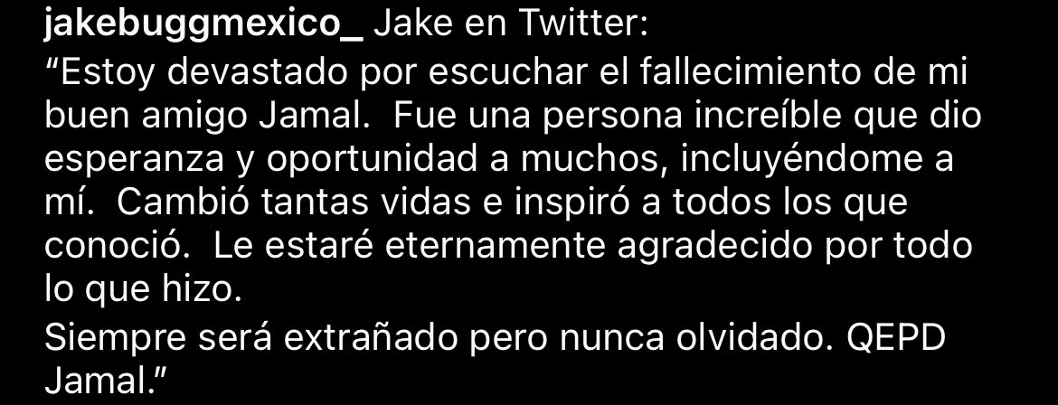 JakeBuggMexico's tweet photo. Palabras de Jake a su amigo Jamal Edwards. 
#JamalEdwards #JakeBugg https://t.co/NIbxxtwLnt