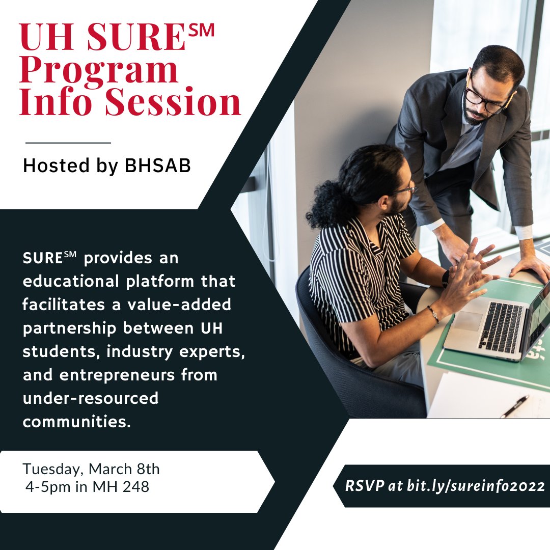 UHBauerHonors's tweet photo. Don't miss out on this exclusive opportunity to hear about the amazing UH SURE Program! To attend, you must RSVP at https://t.co/ZiEOgHSHWB https://t.co/LSu6xhkZcc