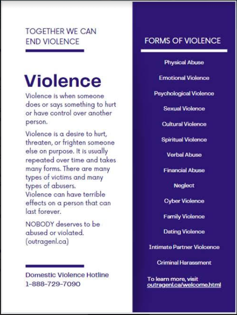 February is Violence Prevention Month in Newfoundland and Labrador.

Violence is NEVER acceptable.