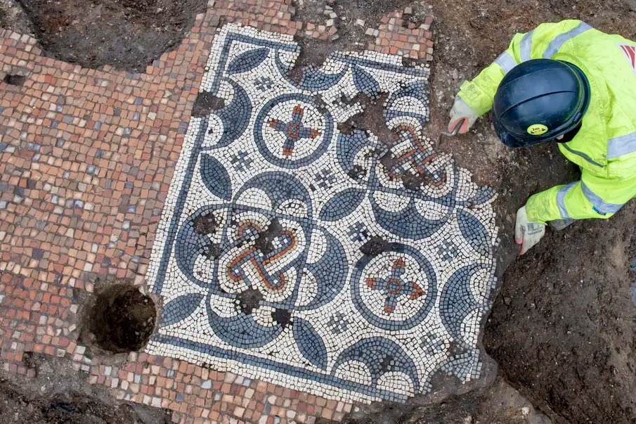 Wow, the largest Roman mosaic discovered in London in over half a century, unearthed in the shadow of The Shard, Southwark.