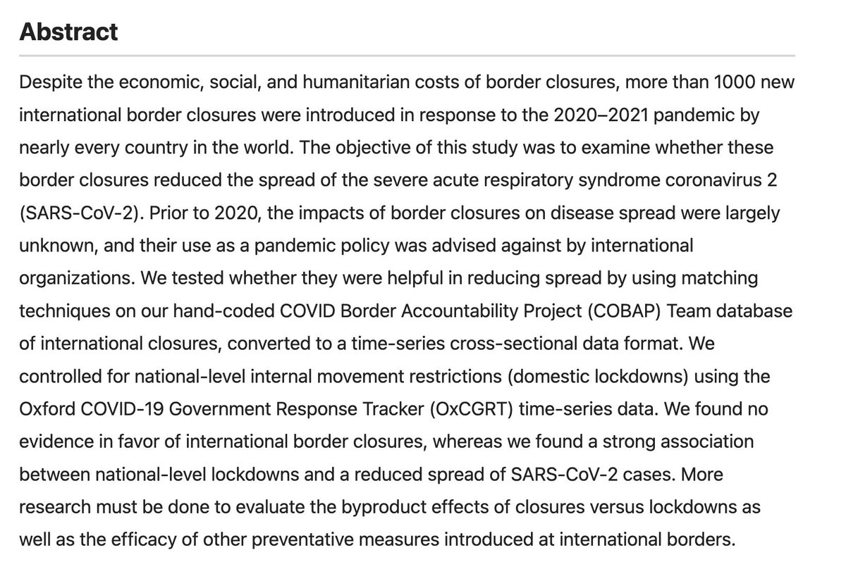 Did border closures slow SARS-CoV-2? 
Check out the new article by <a href="/MaryShiraef/">Mary Amme-Shiraef</a> and <a href="/COBAPteam/">Covid Border Accountability Project (COBAP)</a>. The authors focus on border closures as a response to #COVID19 pandemic
<a href="/NotreDame/">University of Notre Dame</a> <a href="/KelloggInst/">Kellogg Institute</a>
More here ➡️ buff.ly/3GZxiYr
#WomenAlsoKnowStuff