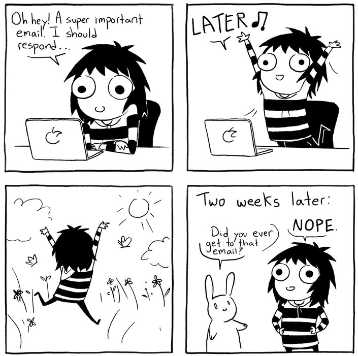 JessWrites4U's tweet photo. This is me today. Tuesdays are the worst. 

🎨: @SarahCAndersen https://t.co/fEdGr3xpOb