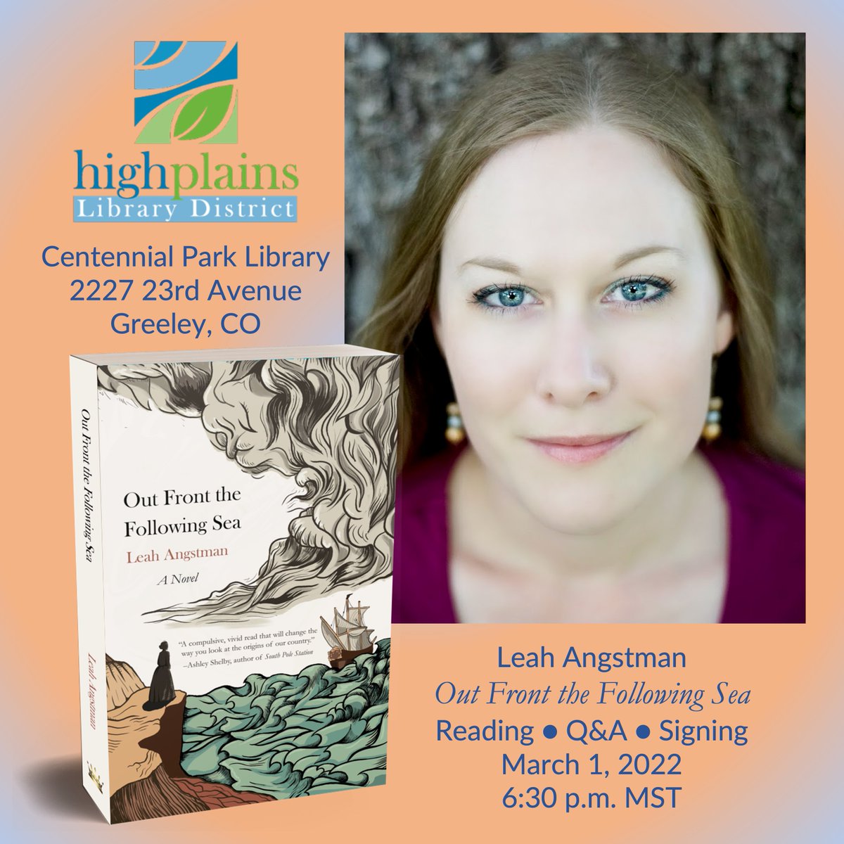 Next week! I'll be reading/signing at Centennial Park Library @MyHPLD in #Greeley, #Colorado, on March 1, 6:30 p.m. Come see me!

#GreeleyCO #GreeleyColorado #LovelandCO #LovelandColorado #HighPlains