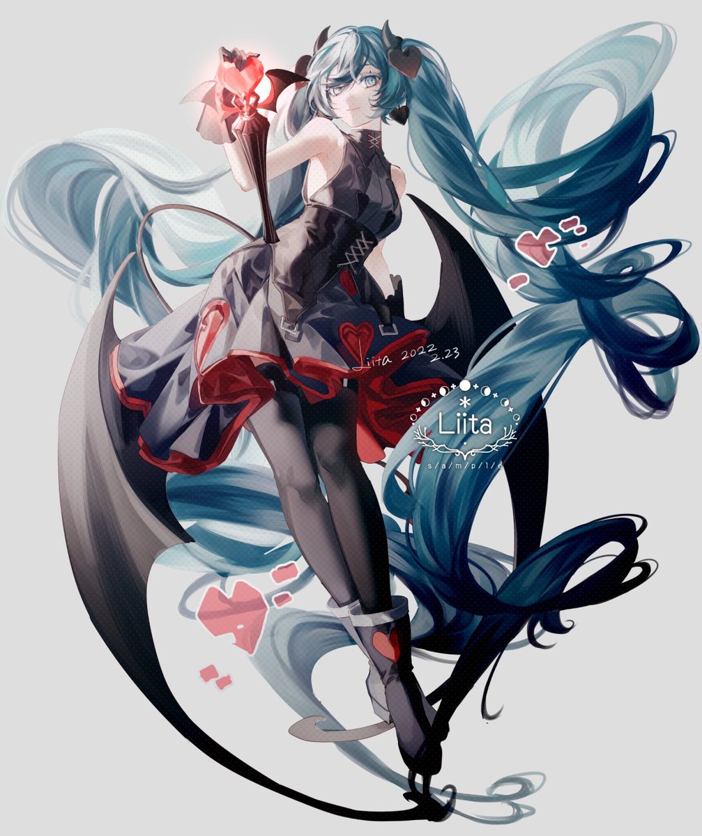 hatsune miku 1girl solo long hair very long hair twintails wings dress  illustration images
