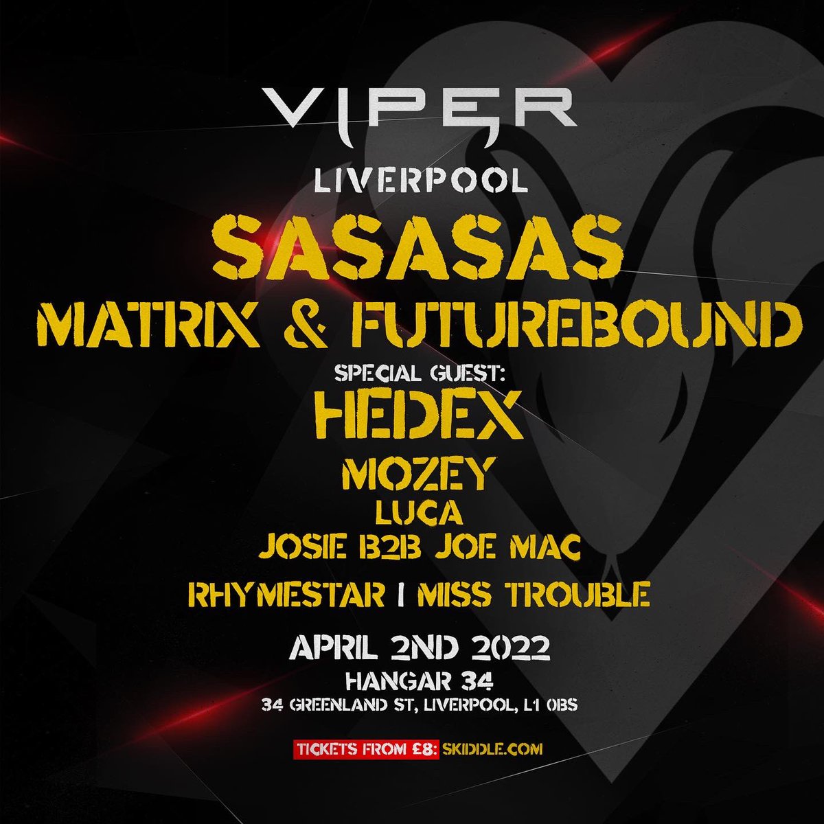 Matrix & Futurebound (@matrixandfuture) on Twitter photo We always look fwd to performing for the Liverpool crew. Catch us April2nd @ Hangar34 w/the <a href="/ViperRecordings/">ViperRecordings</a> squad. #drumandbass 🔥🔥🔥🔥
Tickets on sale now: skiddle.com/whats-on/Liver… We always look fwd to performing for the Liverpool crew. Catch us April2nd @ Hangar34 w/the <a href="/ViperRecordings/">ViperRecordings</a> squad. #drumandbass 🔥🔥🔥🔥
Tickets on sale now: skiddle.com/whats-on/Liver…