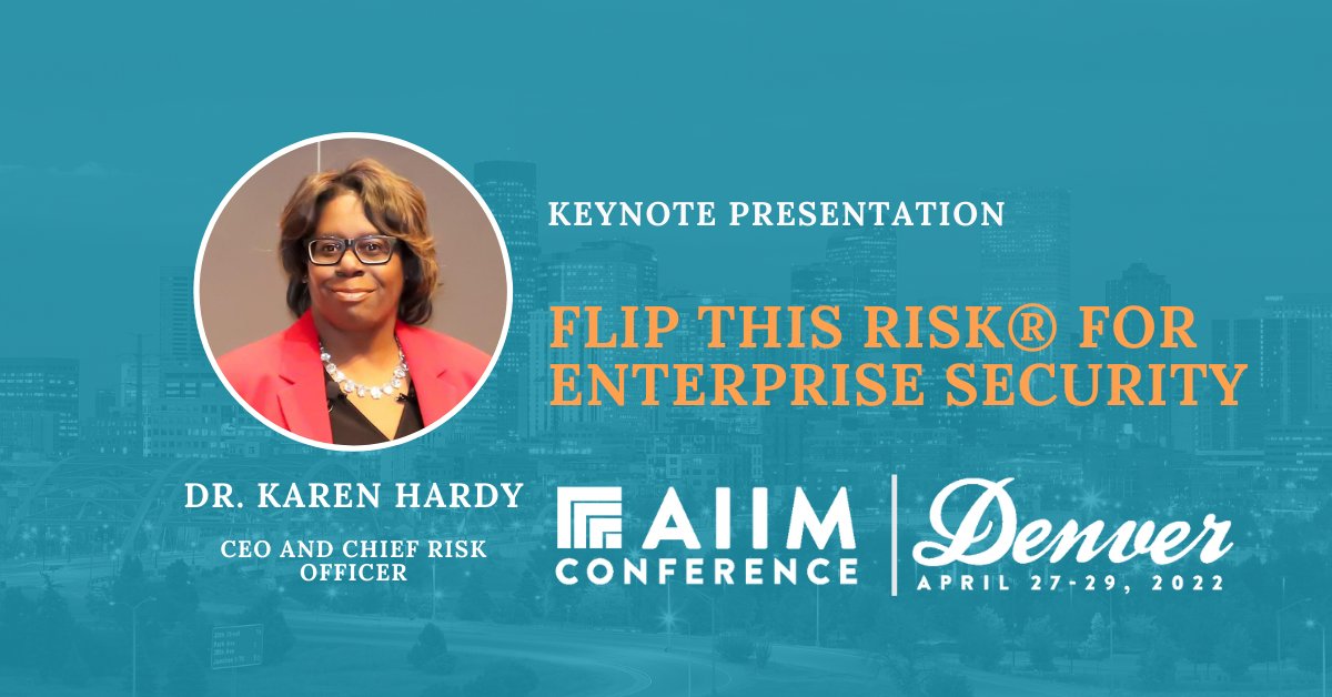 We're thrilled to share that the first keynote speaker for #AIIM22 will be Dr. Karen Hardy. Dr. Hardy will share the steps for identifying current and emerging sources of risks.

Register for The AIIM Conference 2022 today: hubs.la/Q014GNzC0