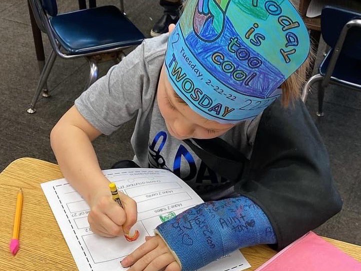 HighlandsSD's tweet photo. It's TWOsday, February 22, 2022 in Mr. Stinelli and Mr. Celko's first grade classes today! Students celebrated today's palindrome date of 2/22/22 with Math and ELA activities focused around the number 2. #palindromedate #Twosday https://t.co/H7HWgoRrfd