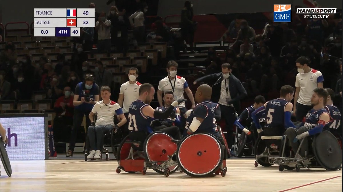 🔥 La #France 🇫🇷 s'impose 49-32 face à la #Suisse 🇨🇭
👏 MAGNIFIQUE VICTOIRE 👏

Championnat d'Europe de rugby fauteuil 🏉
📍 A <a href="/Paris/">Paris</a> du 22-26 février 2022

👉rugbyfauteuil-euro2022.com

<a href="/Sports_gouv/">Ministère des Sports 🇫🇷</a> <a href="/RoxaMaracineanu/">Roxana Maracineanu</a> <a href="/SBetsen/">Serge Betsen</a> <a href="/IsaIthurburu/">Isabelle Ithurburu</a> <a href="/FGalthie/">Fabien Galthié</a> <a href="/rugby_france/">France Rugby Fauteuil</a> <a href="/PierreRabadan/">Pierre Rabadan</a>