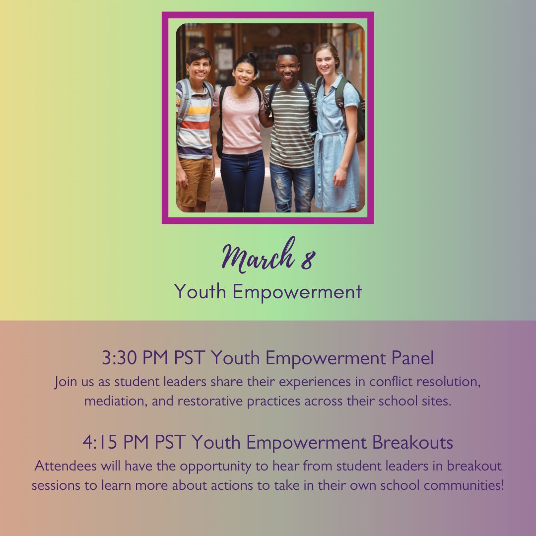 The_WJC's tweet photo. It takes a village to tackle systemic change! We're super excited to share that PMI 2022 was co-designed by peer mediation student leaders. Check out the programming lineup!

Register for free at https://t.co/8rrpwkV0zZ

#Peermediation #ItTakesAVillage #Intergenerational https://t.co/hz15rcANTH