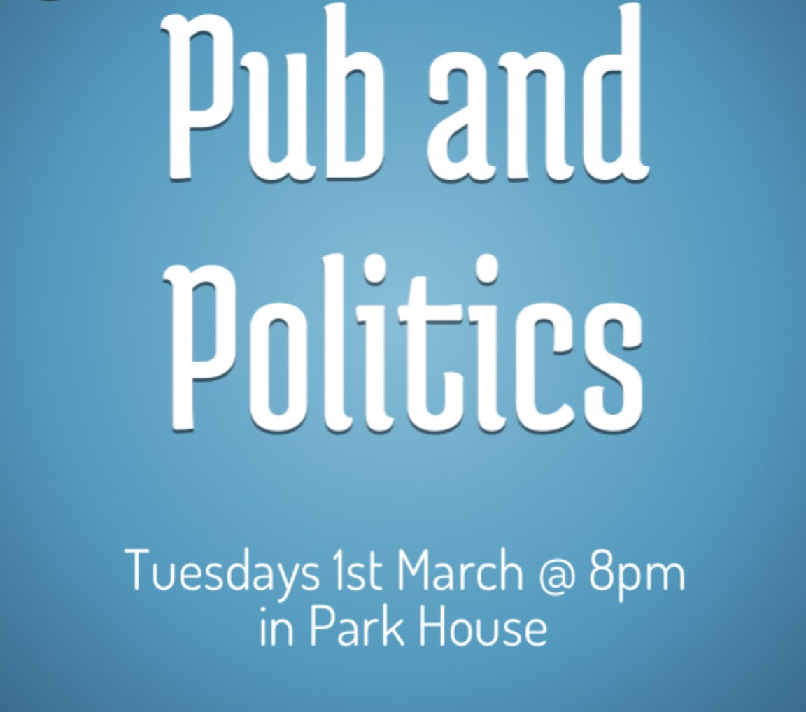rdgpolsoc's tweet photo. Next Tuesday we will be heading to Park House for our popular Pub and Politics! See you all there! https://t.co/kG594G0Aup