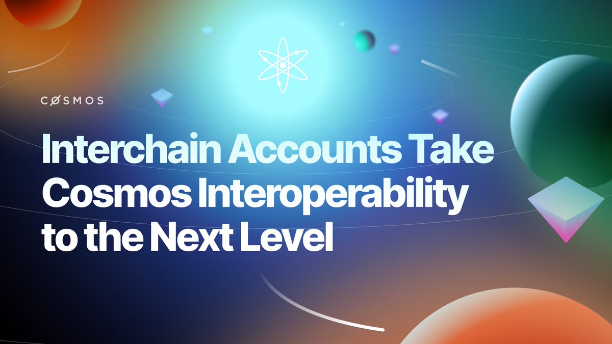 cosmos's tweet photo. 🔊 Interchain Accounts have landed in Cosmos! 

This next exciting interaction of #IBC allows blockchains to control entire accounts on other chains &amp; brings composability &amp; interoperability that is so much needed in Cosmos DeFi!
Read more about it here 👇 https://t.co/hb7z3COSfd https://t.co/gYnilfCk3H