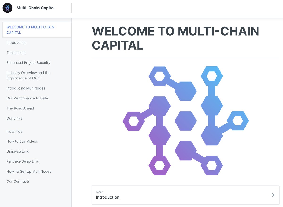 Multi-Chain Capital - Updated Documentation⚡️:
* We have migrated our $MCC documentation to GitBook for better readability.

Read More About Multi-Chain Capital at:
docs.mchain.capital