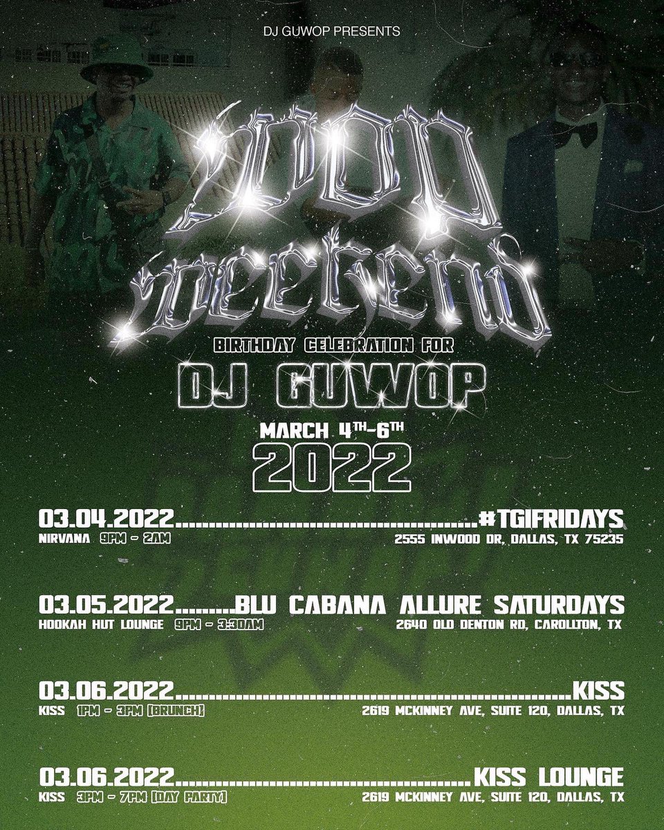 moneymakinDEE__'s tweet photo. Yerrrrrrr, #WopWeekend Is Slowly Approaching! This is not a Drill⚠️⚠️
•
•
It’s only right we go up as I enter another year of life, please be there, or be square…lock your tables in ASAP! 😈🎂💃🏽🥳🚀 #MarchMadness #72HoursOfTurnUp #PiscesSZN https://t.co/LUy6utBtTy