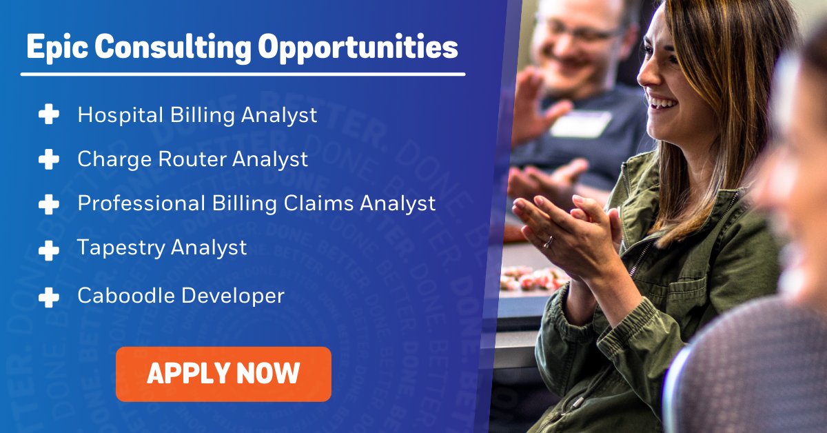 If you're an Epic analyst in the market for your next consulting project, reach out to Bluetree! We have openings across multiple Revenue Cycle and Analytics applications. Send our Talent team a message to learn more: bit.ly/3vpgqbN
#HealthIT #EpicJobs