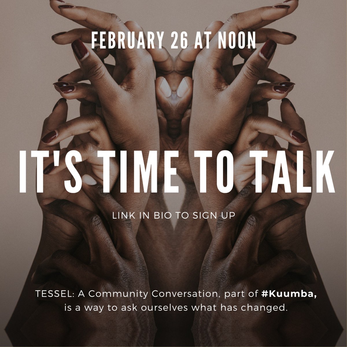 BSAMCanada (@bsamcanada) on Twitter photo On Feb. 26 join our friends: <a href="/HarbourfrontTO/">Harbourfront Centre</a> and <a href="/EsieMensah/">Esie Mensah</a> for TESSEL: A Community Conversation (part of #Kuumba) to continue the dialogue and ask ourselves what has changed since June 1, 2020. Have we seen the change we desire to see?
bit.ly/HCTESSEL On Feb. 26 join our friends: <a href="/HarbourfrontTO/">Harbourfront Centre</a> and <a href="/EsieMensah/">Esie Mensah</a> for TESSEL: A Community Conversation (part of #Kuumba) to continue the dialogue and ask ourselves what has changed since June 1, 2020. Have we seen the change we desire to see?
bit.ly/HCTESSEL