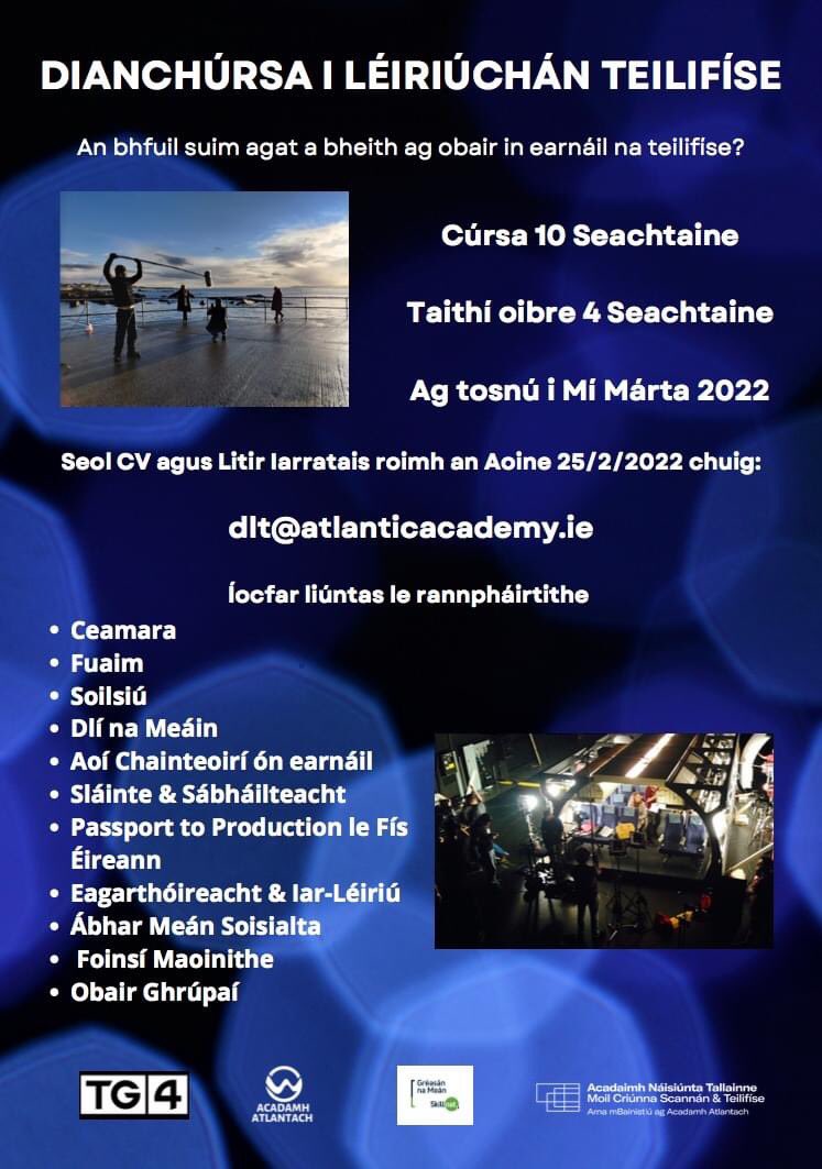 Má tá suim agat sa gcúrsa iontach seo, seol do CV agus litir iarratais againn roimh Dé hAoine 25/2/2022