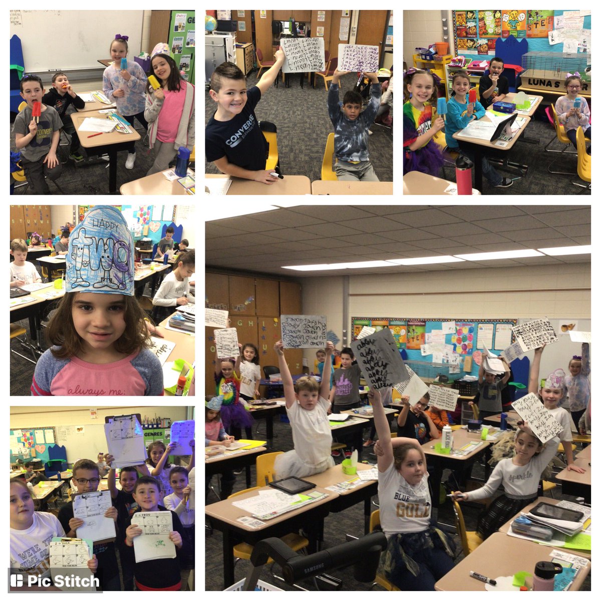 2ndwithMrsZ's tweet photo. Today was once in a lifetime, who else can say they were in 2nd grade!!  Happy TWOsDAY! 2-22-22!  We had so much fun today with the number 2!  @ConverseElem https://t.co/7Nck6xUtAN