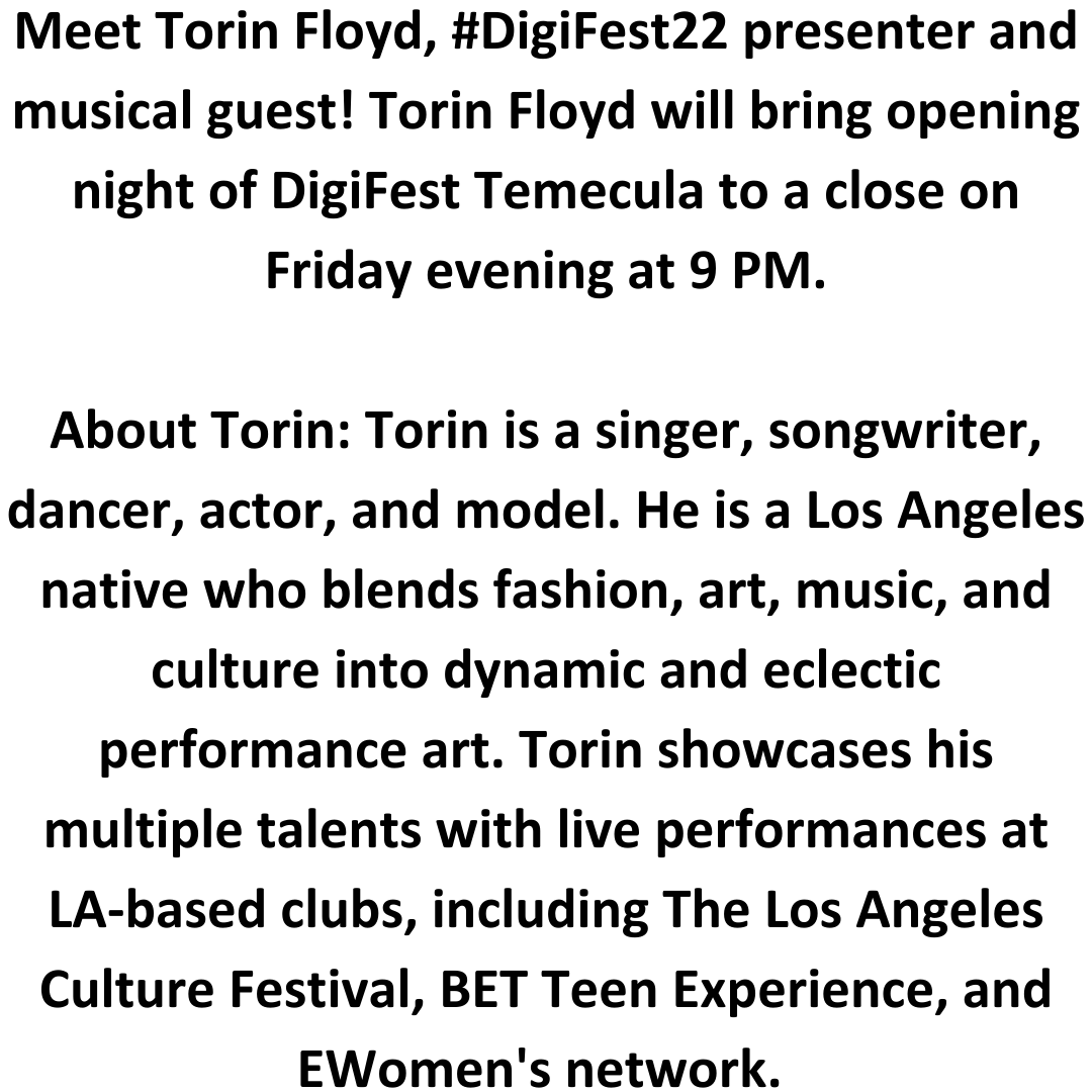DigifestTemecu's tweet photo. Meet @TorinsBrain, #DigiFest22 presenter and musical guest! Torin Floyd will bring opening night of DigiFest Temecula to a close on Friday evening at 9 PM. https://t.co/0jq2EiymnA