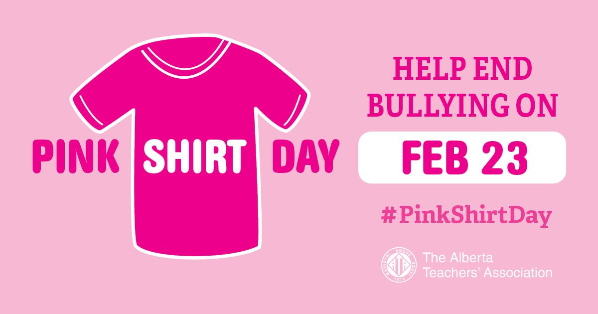 albertateachers's tweet photo. Tomorrow is #PinkShirtDay! Will you be wearing pink? https://t.co/Nd2JXCFk7y