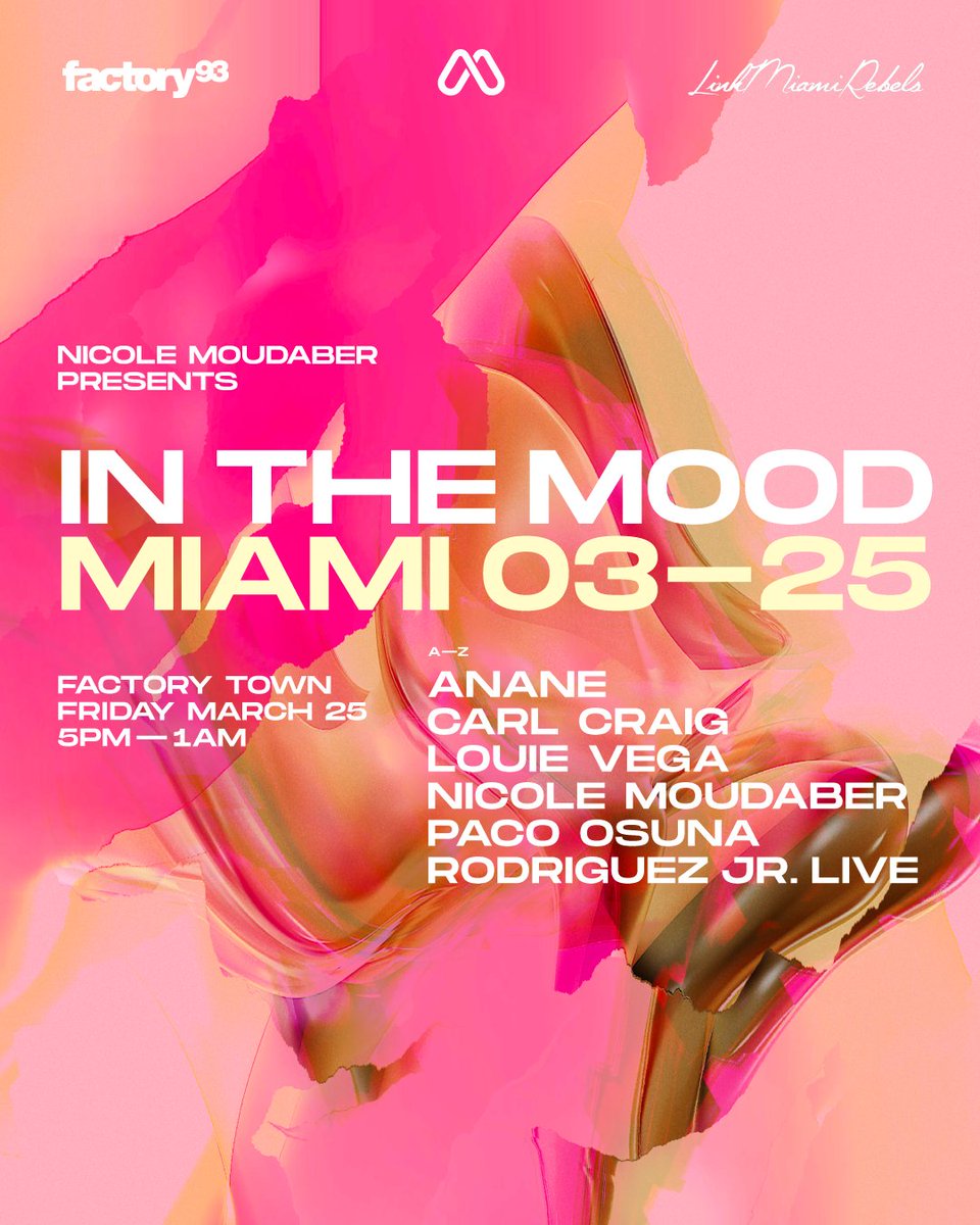 NicoleMoudaber's tweet photo. Line up for In The Mood Miami is finally here, mis amores. Can’t wait to see you all! 😍
➡️https://t.co/xu9lS61dFH
@ananesworld
@carlcraignet
@LouieVeganyc
@Paco_Osuna
#RodriguezJR
@TheFactory93
@LinkMiamiRebels https://t.co/eN6JMclKsc