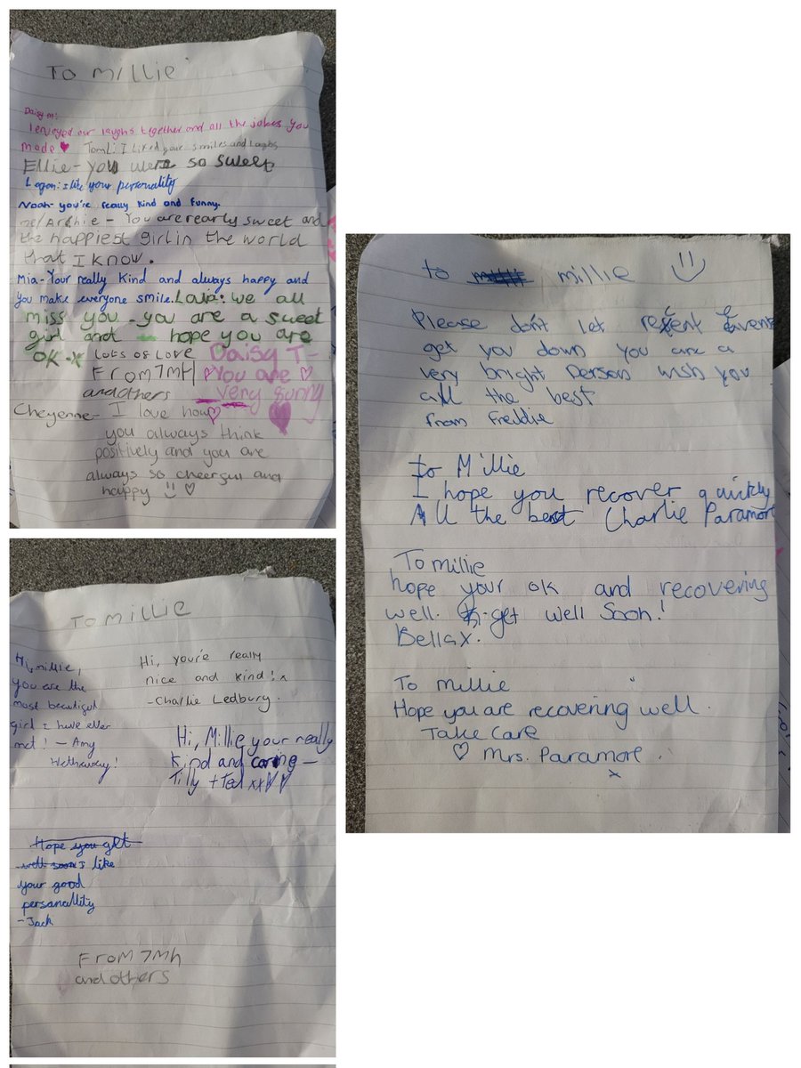 MillieWSS's tweet photo. Oh my heart 💖
The lovely Archie organised for all her old school friends to write her little notes to make sure she knows she hasn't been forgotten!Thank you Archie, what a kind hearted true friend you have always been &amp; thank you to all those who wrote messages! @stjohnsmiddle https://t.co/258Nqk8pCH