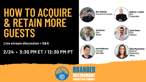 spendgo's tweet image. Join us for the Restaurant Marketing Summit ENCORE on Thursday, February 24th at 3:30PM ET for a Live Discussion + Q&A on how to #acquire and #retain more #guests!
Access the event here: hubs.ly/Q014H1hC0
#marketing #loyalty #cx #email #reviews #hospitalitytech