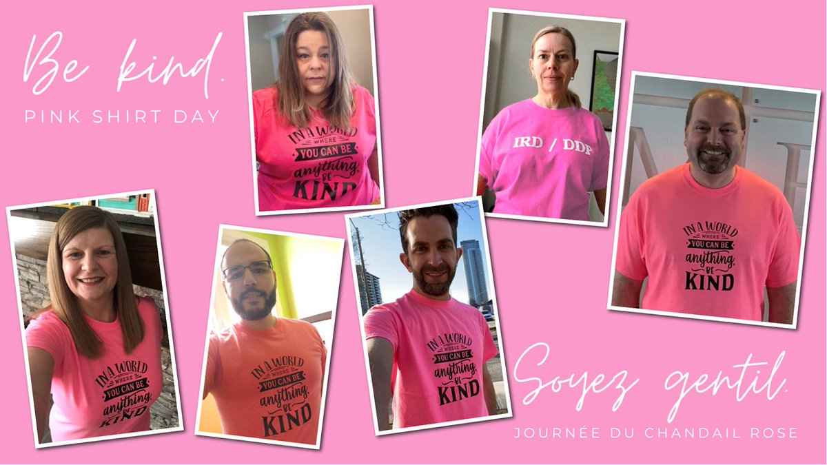 It’s #PinkShirtDay! C'est la #JourneeChandailRose! #BeKind #KindnessMatters #IRD_DDP #ABSB_DGCPS