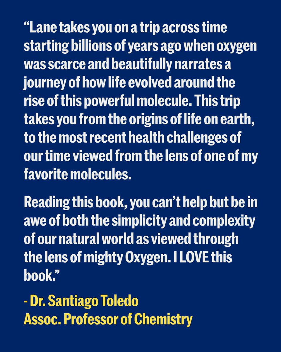 SEUScience's tweet photo. Dr. Santiago Toledo, Assoc. Professor of Chemistry, recommends reading the book "Oxygen: The molecule that made the world" by Nick Lane. 📚🌎 

Check it out from @SEULibrary by visiting https://t.co/vaQbct1a1H &amp; choosing "Get It For Me." 

#seuscience #professorspick #chemistry https://t.co/J62Mo8tENx