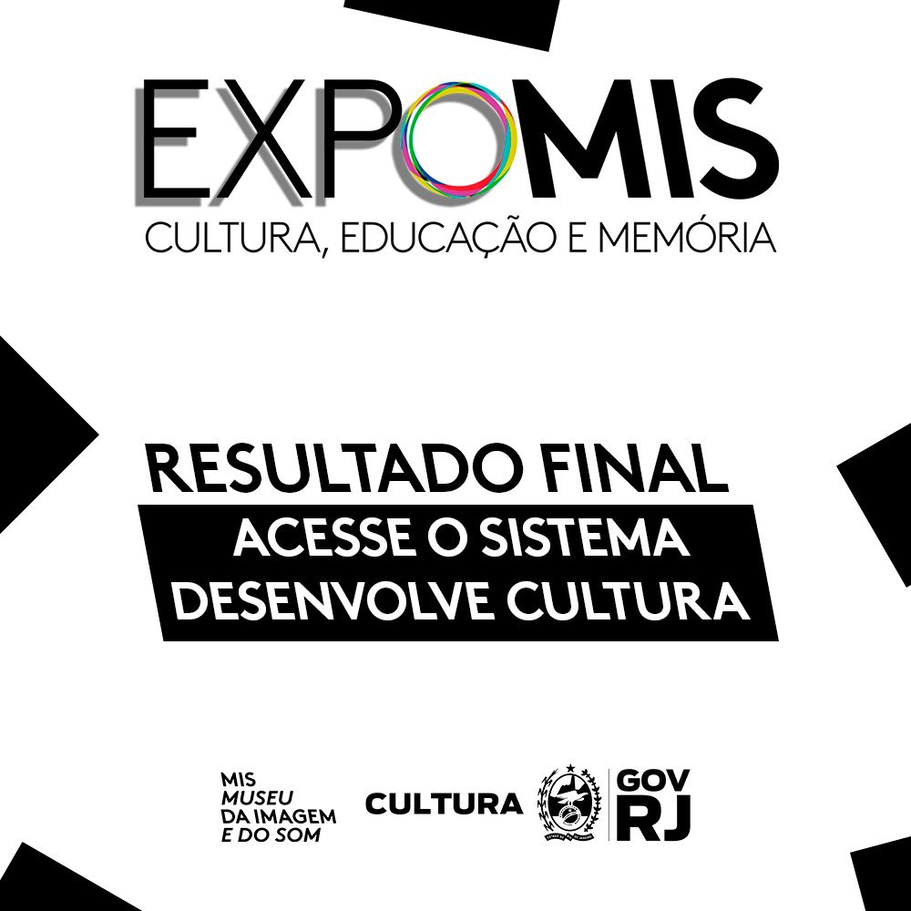 O resultado final do #expomis já está no ar! ✨ Acesse o site Desenvolve Cultura. 🔹Proponente, caso tenha dúvida, você poderá entrar em contato via: 📧editalfmis@mis.rj.gov.br .

#misrj #expomis #editaldomisrj  #SececRJ #GovRj