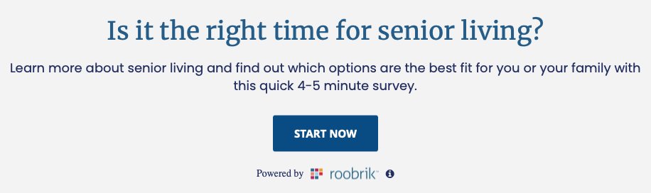Weighing senior living options can be overwhelming. With @roobrik's help, we have crafted an assessment providing resources &amp; personalized reports in ~4 mins. Check it out: ow.ly/MYuu50I1z2X  #supportingfriends #embraceaging