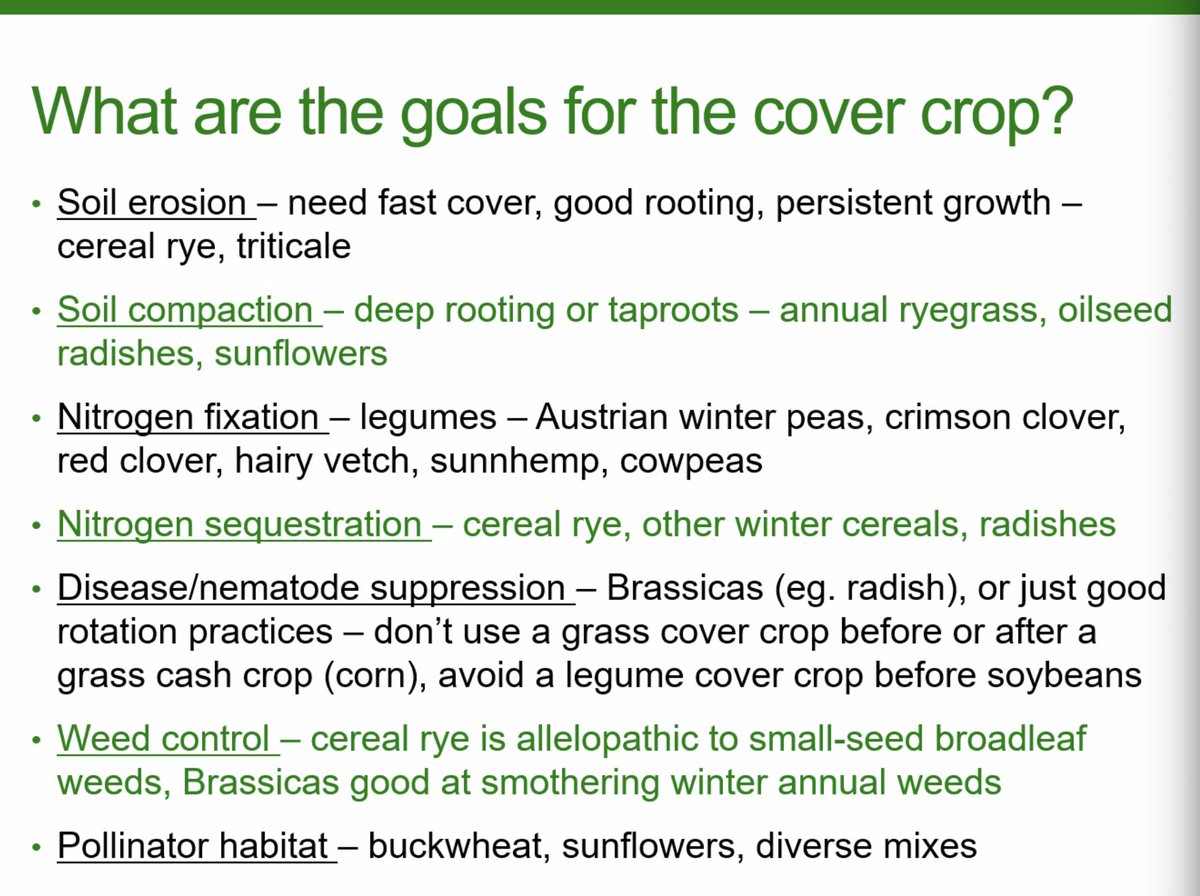 CoverCropsMCCC's tweet photo. Our first Webinar went off without a hitch! Eileen Kladivko covered Cover Crop Species Selection, one factor to consider when choosing cover crop species is your goal for the cover crop! Join us next Tuesday to learn more about how #CoverCropsWork!
https://t.co/49NlRfYLhu https://t.co/w6A53ZRgFK