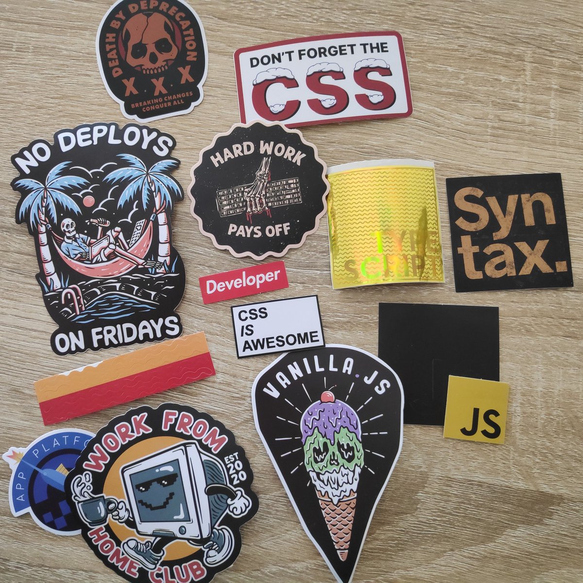 vovko's tweet photo. Woot woot #bosstickers from @wesbos arrived! +10% to dev skills https://t.co/mq0S3t9aiE