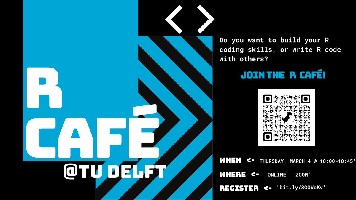 tudelftlibrary's tweet image. Round two of the DCC's virtual R Café is coming up! 3 March from 10am. Register now to join and improve your R skills 💻 Everyone is welcome. Spread the word! 📣
#code #Statistics #statisticalcomputing