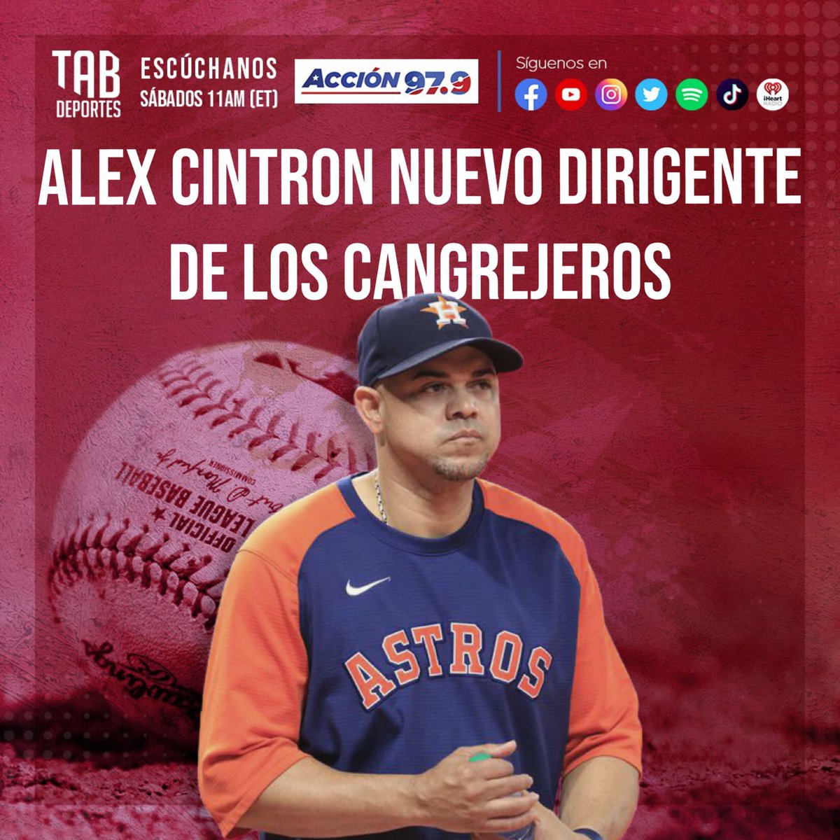 tabpr's tweet photo. OFICIAL| Álex Cintrón será el nuevo Manager de los @SanturceLBPRC 
Felicidades a Cintrón en su nueva encomienda. ⚾️🦀 https://t.co/noFLjHRAT5