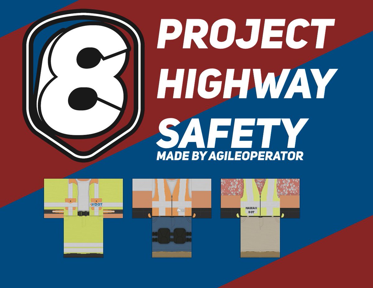 👷Project Highway Safety is a new project being released which will be adding 50 new Department of Transportation (DOT) uniforms for all 50 states in the United States! 

The first release 1/3 will be on:
1. Monday 02/21
2. Wednesday 02/23
3. Friday 02/25

Discord @ 5kykjR3
