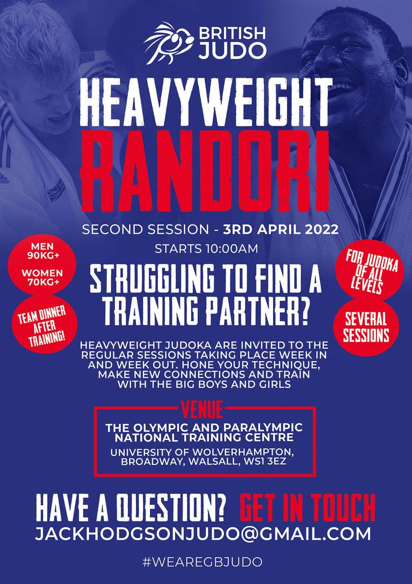 Calling all heavyweight judokas! 
Following our successful first heavyweight session, a further session has been planned for April! Message me to book! <a href="/RAFJudo/">Royal Air Force Judo</a> <a href="/Welsh_Judo/">#JudoCymru</a> <a href="/JudoScotland/">JudoScotland</a> <a href="/BritishJudo/">#WeAreGBJudo🇬🇧🥋</a> <a href="/ArmySportASCB/">Army Sport</a>