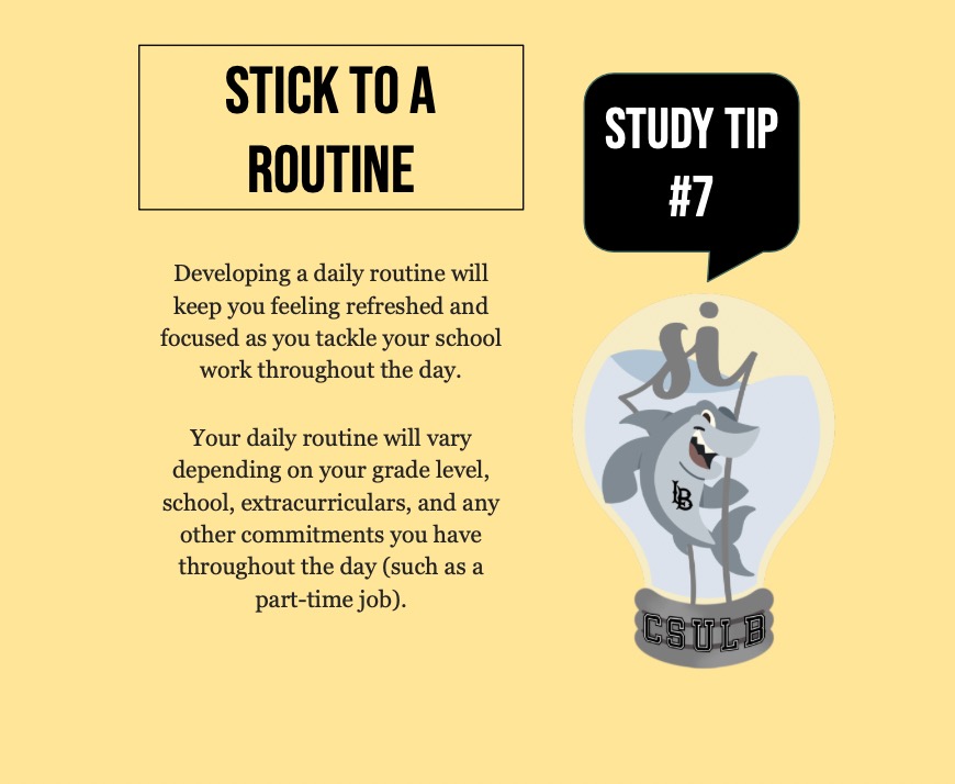 CSULBSI's tweet image. This is especially important with our transition to in-person classes! Develop a routine now while you’re getting used to this new schedule 🤓 

#csulb #learningcenter #csulbsi #supplementalinstruction #college
