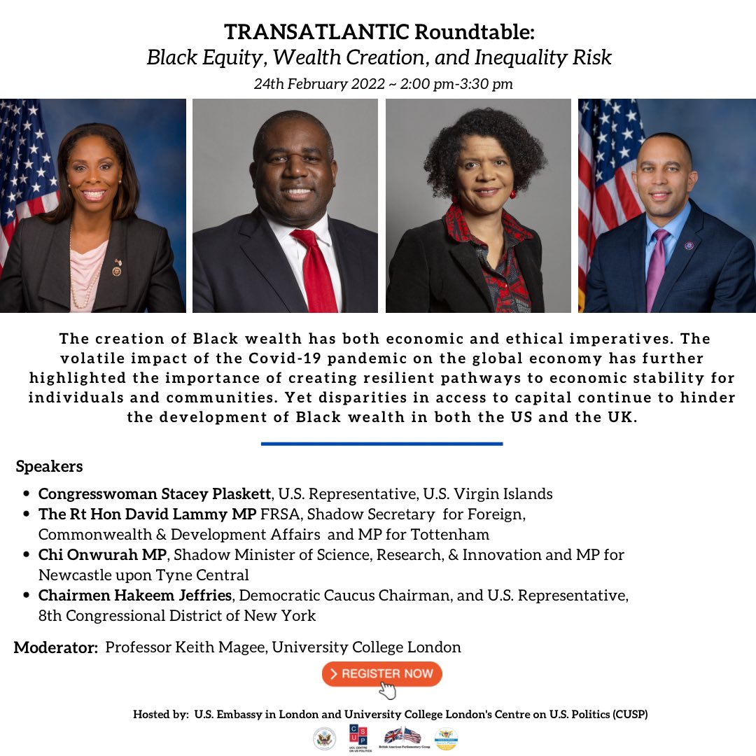 Excited to join @RepJeffries @DavidLammy @keithlmagee @ChiOnwurah at the U.S. Embassy of London.
The event is open to the public and will be live-streamed.
Register Now in the link below!
🎟️eventbrite.co.uk/e/268841952517

#VIstrong US Embassy London