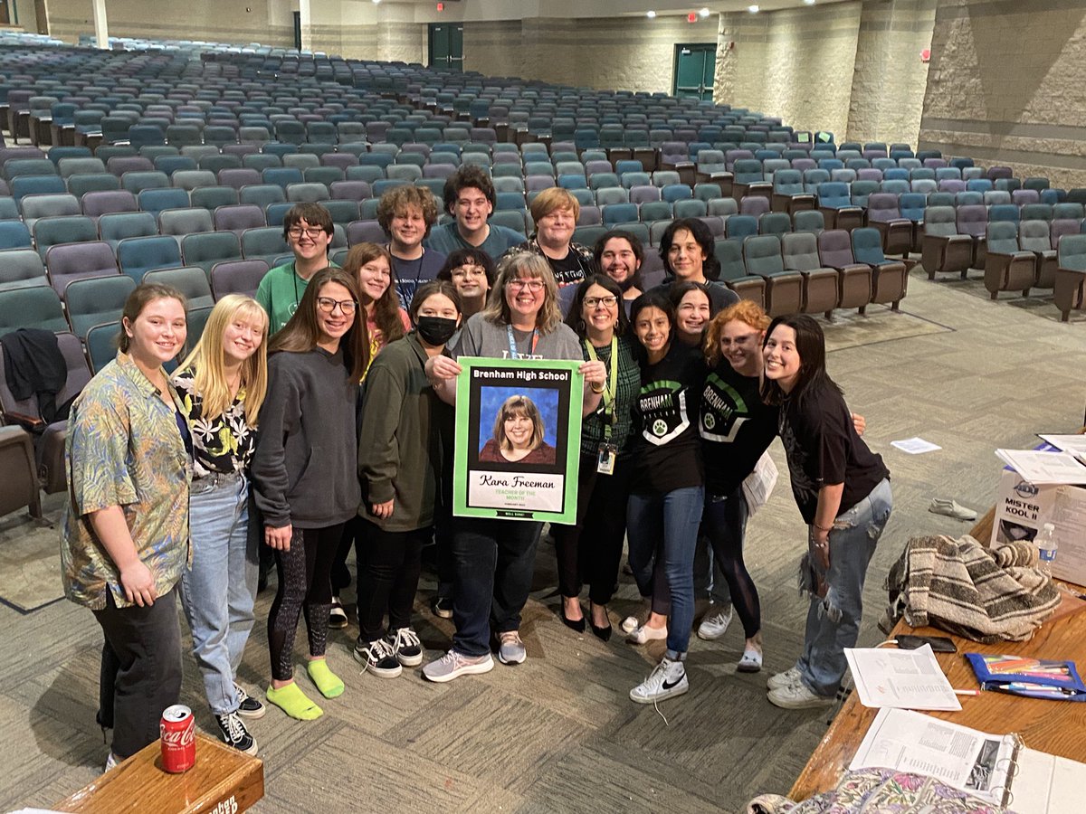 GriffinAdmin's tweet photo. Congratulations to @BrenhamHS Teacher of the Month, Mrs. Freeman of @cubcompany1315 Our Student of the month, Marisa Cromwell.  And our awesome receptionist, Belene Ward, as Para of the Month!! @BrenhamISD https://t.co/Y9qJeBV3r6