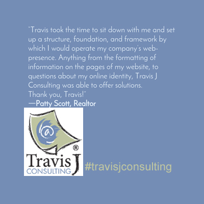 travisjconsltng's tweet photo. Happy #TestimonialTuesday
👍😃
“Travis..set up a structure, foundation, and framework by which I would operate my company’s web-presence..Thank you, Travis"!
―Patty Scott, Realtor
⬇️
https://t.co/2Y9p0nbsOG
⬆️
#harleton #harletontexas #harletontx #easttexas #etx https://t.co/tat4DYMbr0