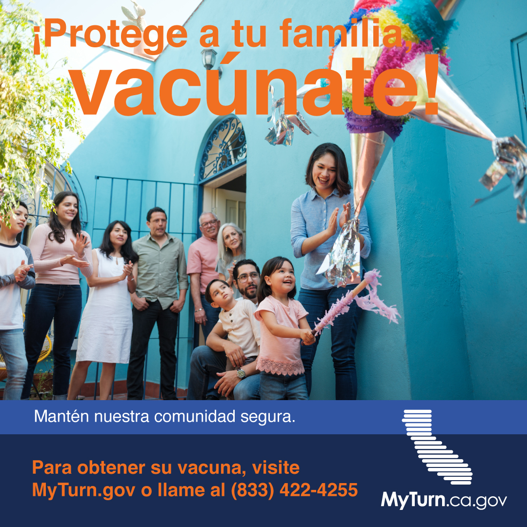 La vacuna es la mejor manera de protegerte a ti y a tus seres queridos de contagiarse de COVID-19 y de sufrir síntomas severos, hospitalización o muerte. Visita MyTurn.ca.gov y encuentra una clínica de vacunación cerca de ti. #LasVacunasSalvanVidas