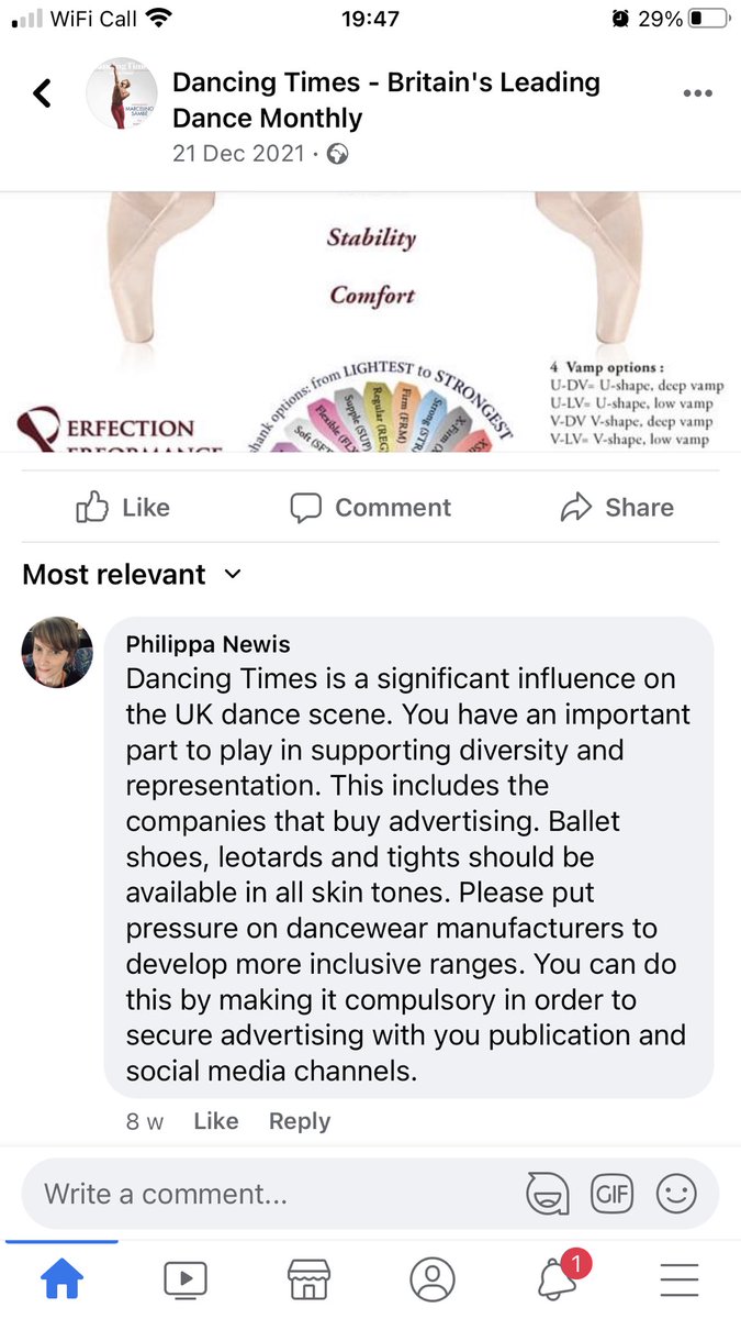 @dancingtimes I’ve written to you 3 times over recent months about reviewing your advertising policy to promote diversity and inclusion, specifically the availability of dancewear in a range of skin tones. I’m disappointed that you haven’t responded. @sanj0yr0y @lyndseywinship