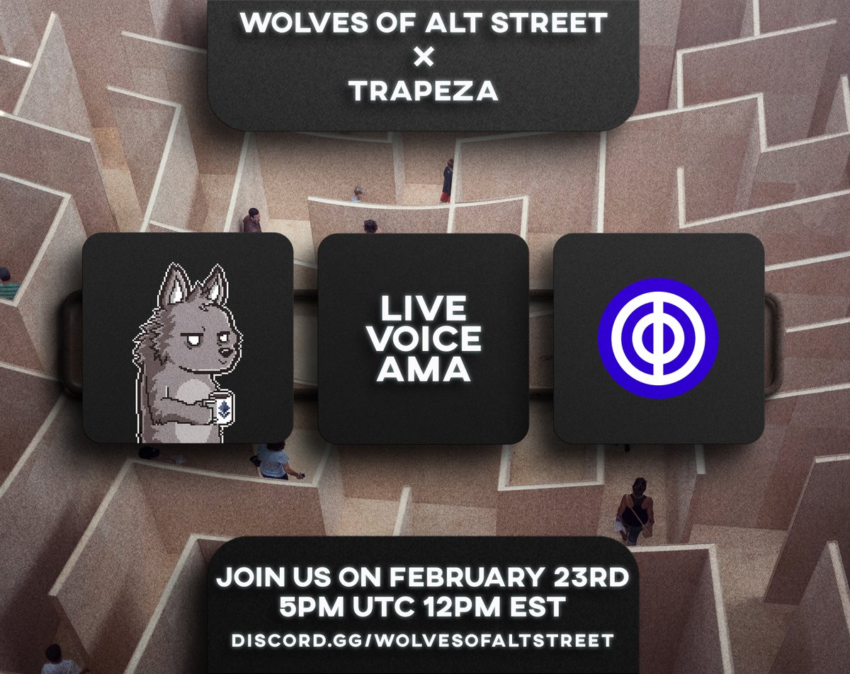 WolvesAltStreet's tweet image. 🚀Live Voice AMA with @TrapezaProtocol 

Trapeza aims to become a true reserve currency based on balanced growth⚖️

🗓️February 23rd
⌛️5 PM UTC
🐺discord.gg/wolvesofaltstr…

🔥Dropping 2 rare Solon NFTS and $100+ in rewards!
Who's gonna grab em?! 🏆
#Bitcoin