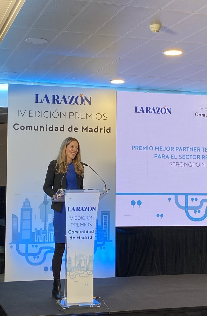 IV #PremiosComunidadDeMadrid | Premio Mejor Partner Tecnológico para el Sector Retail para <a href="/strongpoint_spa/">StrongPoint Iberia</a> - <a href="/Lorena_GoLa/">Lorena Gomez Latorre</a>, SVP &amp; Managing Director Spain