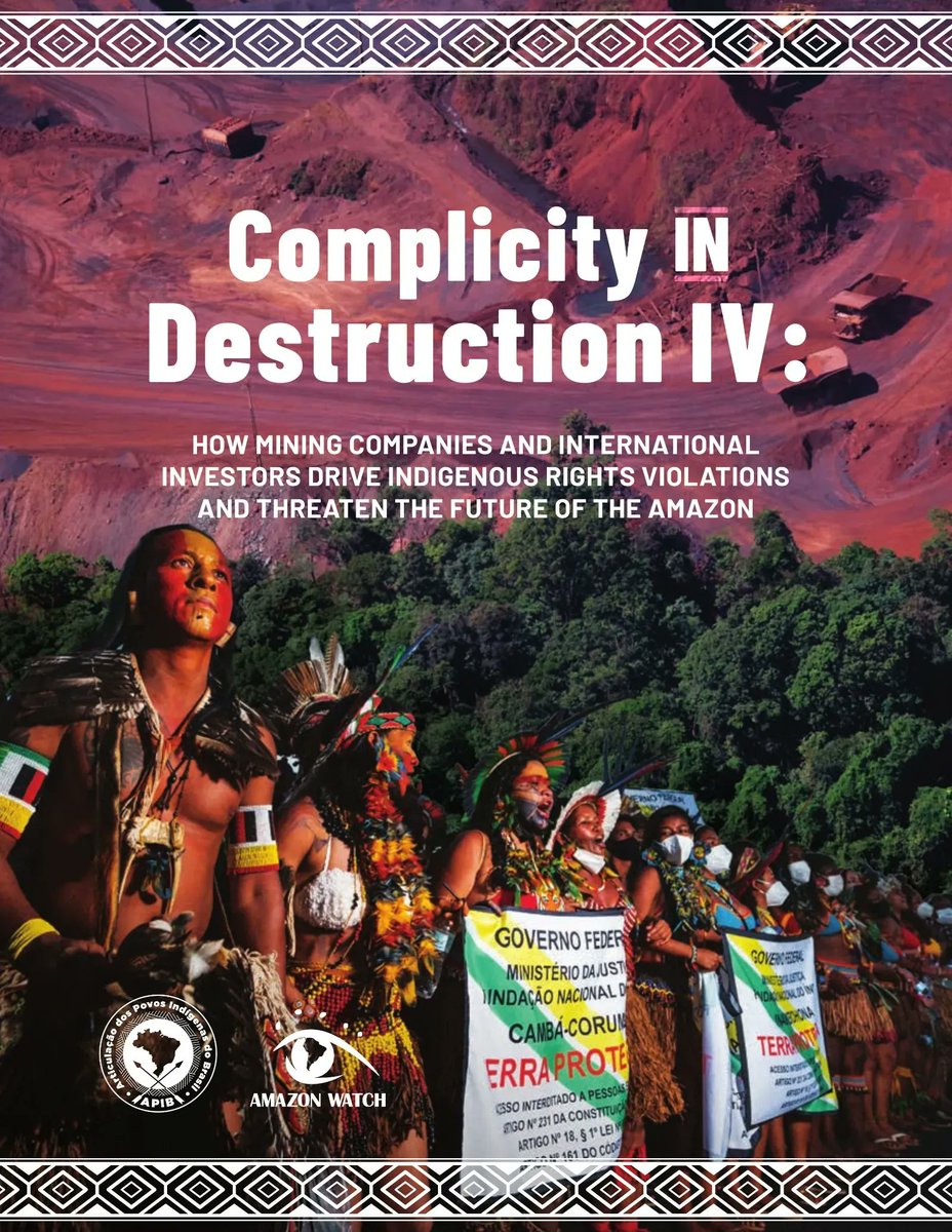 Amazon Watch (@amazonwatch) on Twitter photo OUT TODAY! New report by <a href="/ApibOficial/">Apib Oficial</a> and <a href="/amazonwatch/">Amazon Watch</a>
Complicity in Destruction IV: How Mining Companies and International Investors Drive Indigenous Rights Violations and Threaten the Future of the Amazon
amazonwatch.org/news/2022/0222…
#ComplicityInDestruction
#MiningOut OUT TODAY! New report by <a href="/ApibOficial/">Apib Oficial</a> and <a href="/amazonwatch/">Amazon Watch</a>
Complicity in Destruction IV: How Mining Companies and International Investors Drive Indigenous Rights Violations and Threaten the Future of the Amazon
amazonwatch.org/news/2022/0222…
#ComplicityInDestruction
#MiningOut
