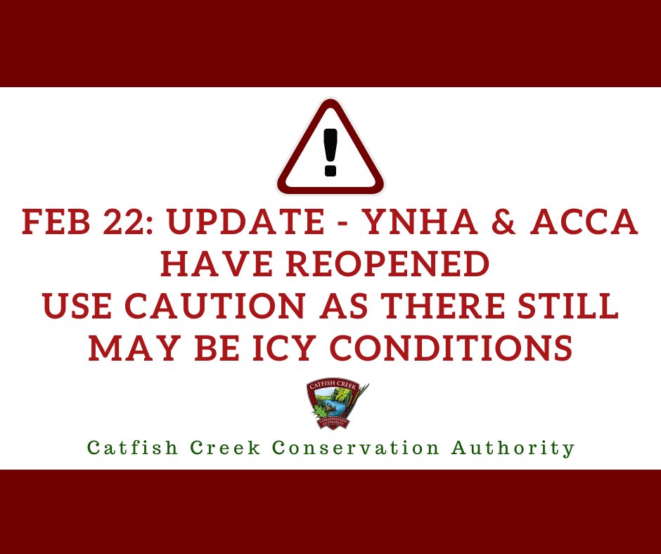 Feb 22, 2022 UPDATE - Both the Yarmouth Natural Heritage Area (YNHA) and the Archie Coulter Conservation Area (ACCA)  have reopened but use caution as icy conditions may be present. #ONStorm #ONFlood